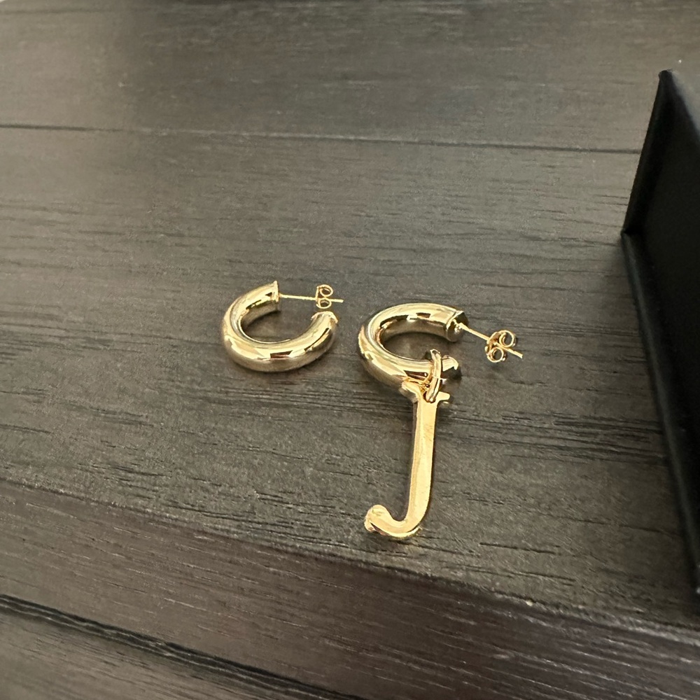 Chic Gold Hoop Earrings with Initial Charm